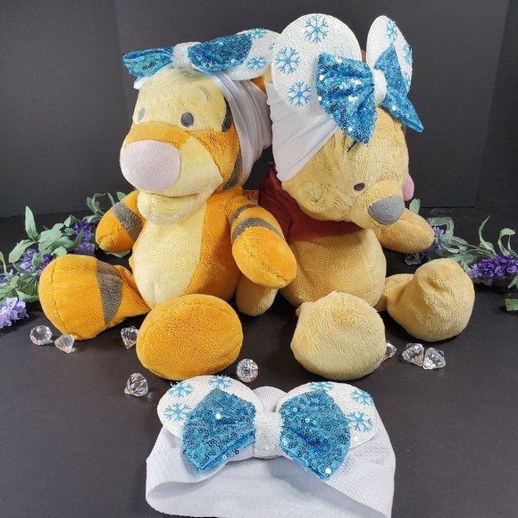 Frozen Hair Accessories with Blue Snow Flakes Mouse Ears Turban White Headband - Picture 2 of 9